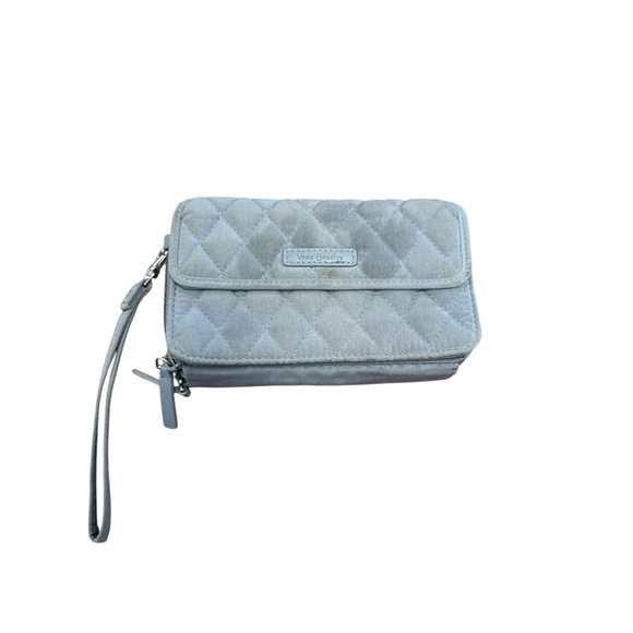 Vera Bradley Gray Quilted Wristlet with Zipper Closure removable straps - Picture 1 of 7